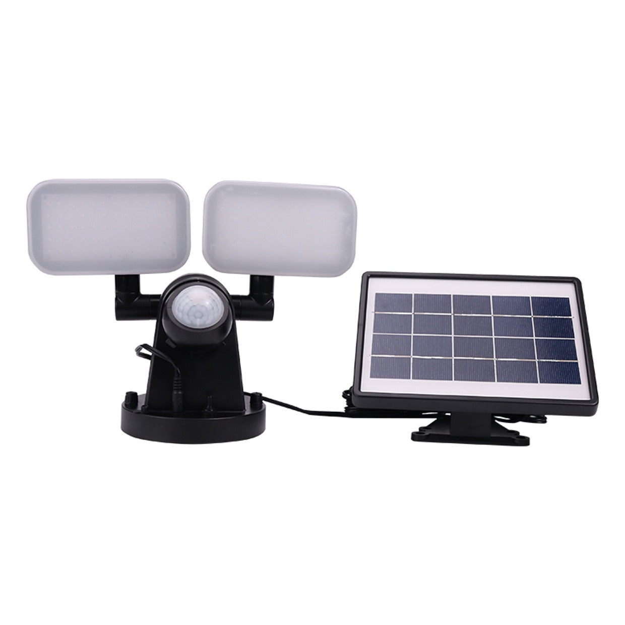 Dual-Head Solar Security Wall Light - Motion Sensor - Black