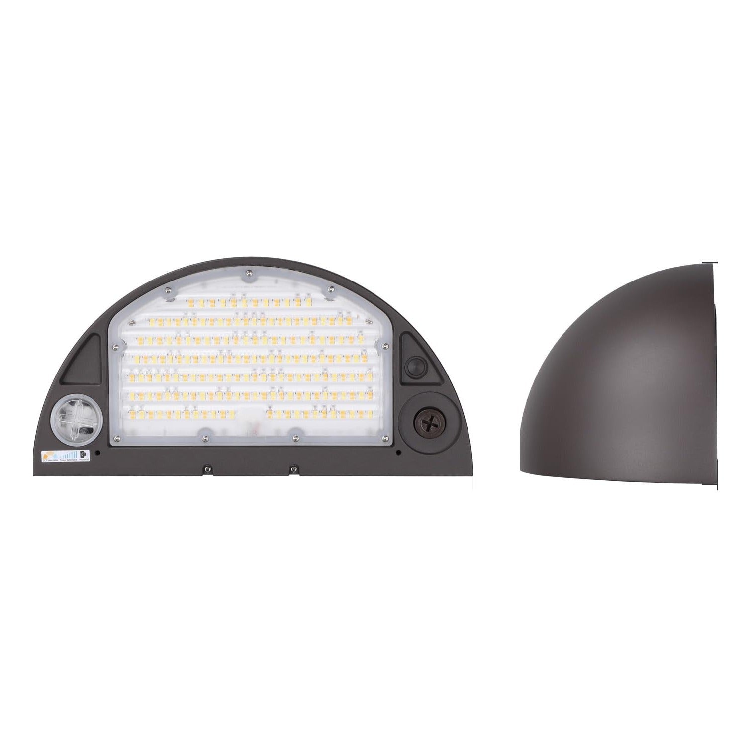 13-Inch Arc Full-Cutoff LED Wall Pack - Dusk-to-Dawn 3CCT - 60/90/100/120W - Bronze