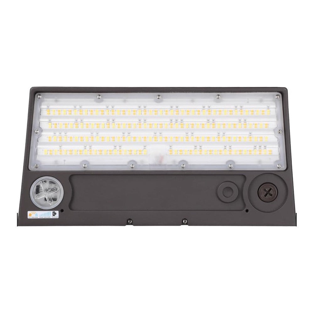 13-Inch Trapezoid Up-and-Down LED Wall Pack - Dusk-to-Dawn 3CCT - 60/90/100/120W - Bronze
