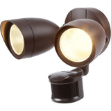 Dual-Head Security Light w/ Motion Sensor - 20W - 1,400 Lumens - Bronze