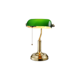 Vintage Banker's Desk Lamp - Iron Construction - 60W Max - Green