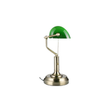 Vintage Banker's Desk Lamp - Iron Construction - 60W Max - Green