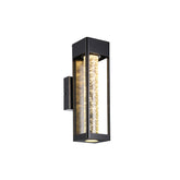 LED Outdoor Wall Sconce - Bubble Glass Column - 12W 500lm 3000K - Black Frame Spark