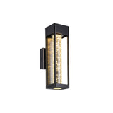 LED Outdoor Wall Sconce - Bubble Glass Column - 12W 500lm 3000K - Black Frame Spark