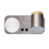 Dual-Light LED Bedside Lamp - Globe & Spotlight Design - 20W - Black / Satin Nickel
