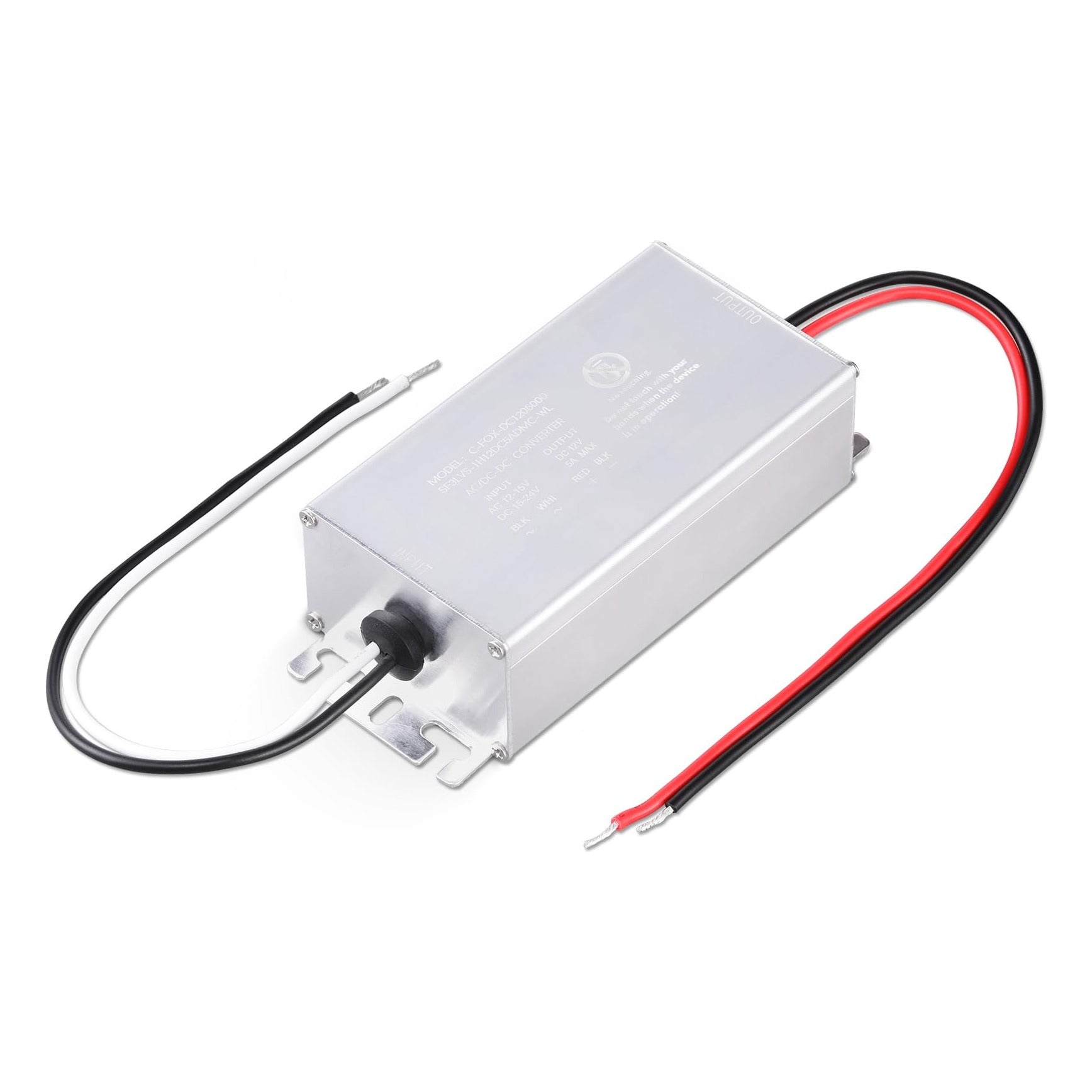 AC12–15V/DC15–24V to 12V DC Converter - 5A Max - Silver