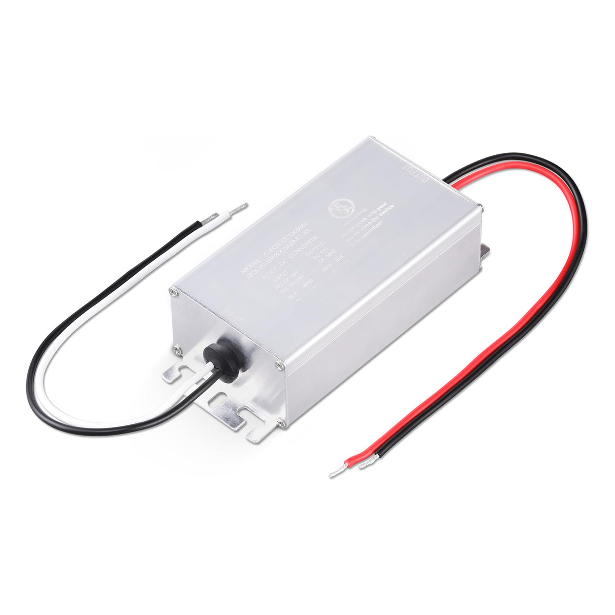 AC12–15V/DC15–24V to 12V DC Converter - 5A Max - Silver