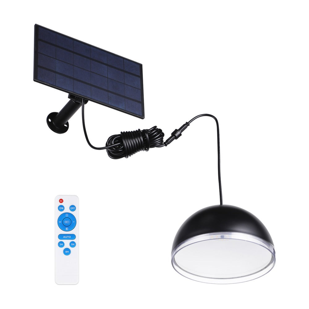 Solar Pendant Light with Remote - Selectable 3CCT - 700 Lumens - Black