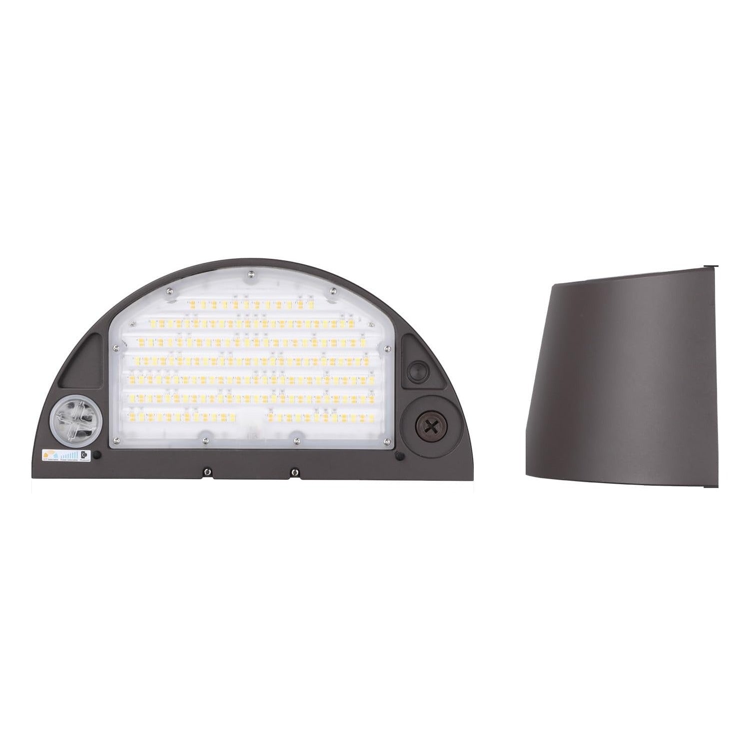 13-Inch Half-Arc Up-and-Down LED Wall Pack - Dusk-to-Dawn 3CCT - 60/90/100/120W - Bronze