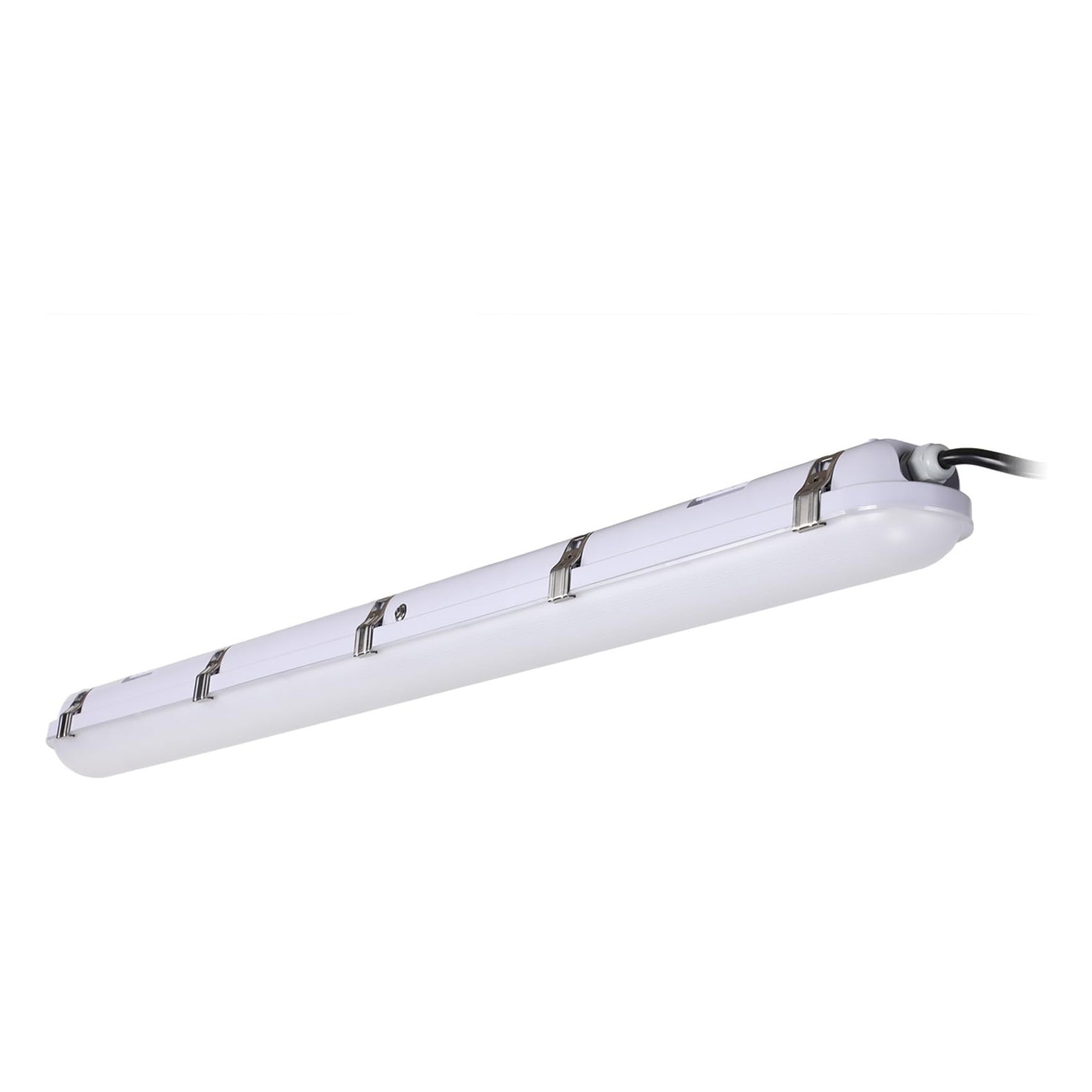 4-Foot LED Vapor Tight Linear Light - 90-Minute Emergency Backup - 50/60/70W 3CCT - Gray