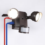 Dual-Head Security Light w/ Motion Sensor and GFCI Outlets - 30W - 2,800 Lumens