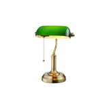 Vintage Banker's Desk Lamp - Iron Construction - 60W Max - Green