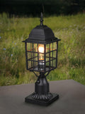 Post Light - Classic Grid Design - E26 Base - Black - Pier Mount