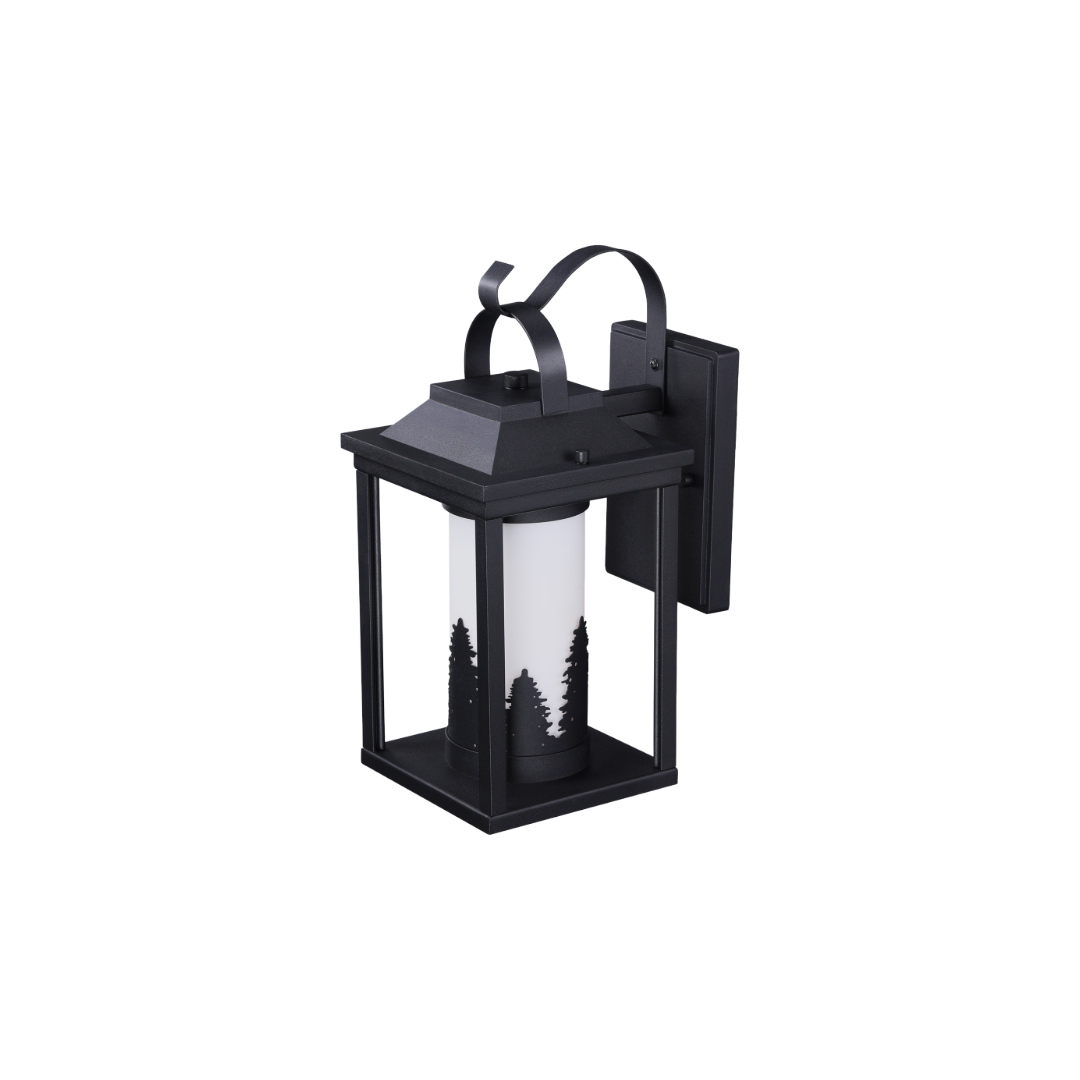 Decorative Outdoor Lantern - Silhouetted Forest Motif - 60W Max - Black Pavilion™ Tree