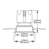 4" Square Gimbal LED Downlight - 5CCT Selectable - CRI90 540lm - White
