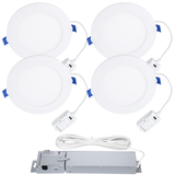 1-to-4 LED Downlight Kit - 5CCT Selectable - 2296/3608Lm - White Rapidmount™