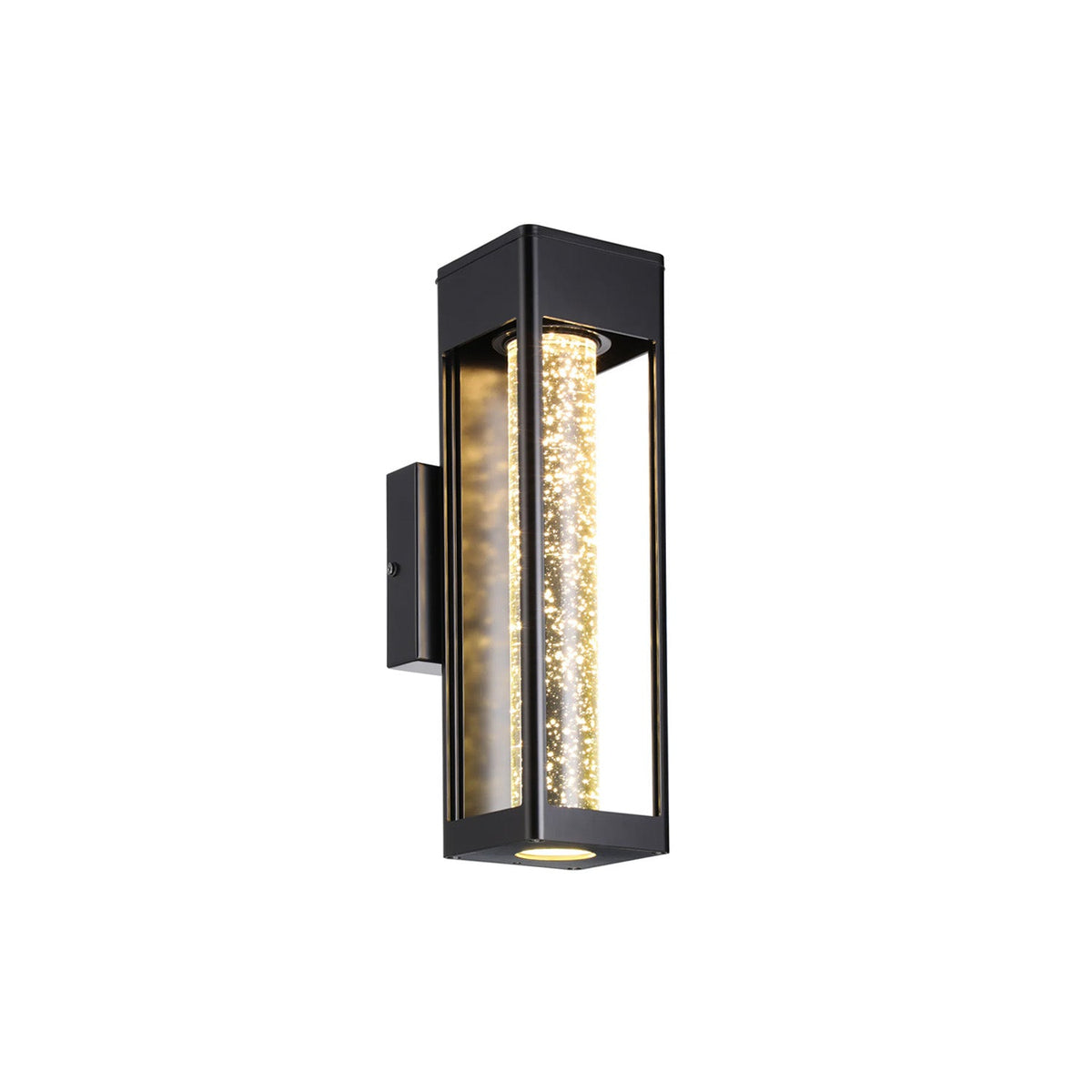 LED Outdoor Wall Sconce - Bubble Glass Column - 12W 500lm 3000K - Black Frame Spark