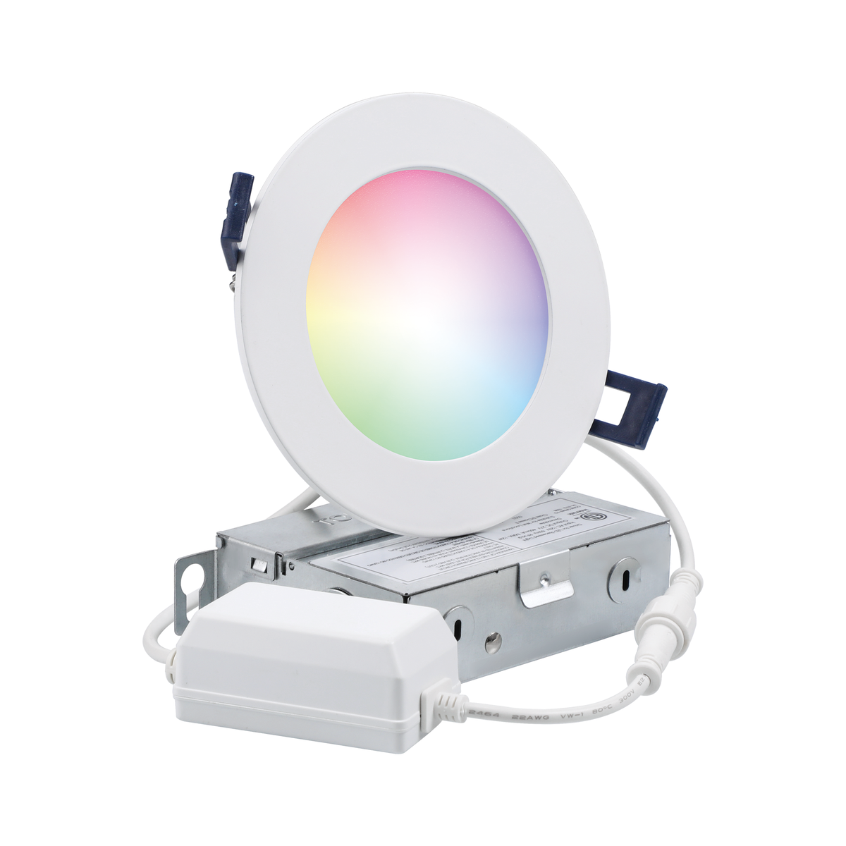 Smart RGBCW LED Flat Downlight - RGB+CCT Selectable - 8W/12W 550-700lm - White