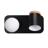 Dual-Light LED Bedside Lamp - Globe & Spotlight Design - 20W - Black / Satin Nickel